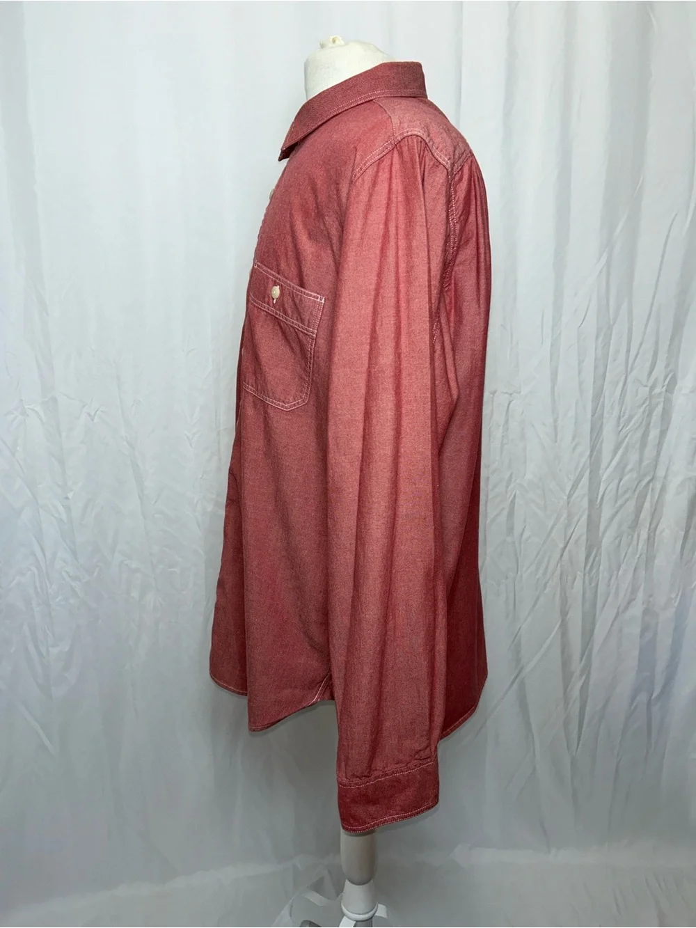 Vintage 80’s 90’s J Crew Chin Strap Chambray Work Shirt Size XL